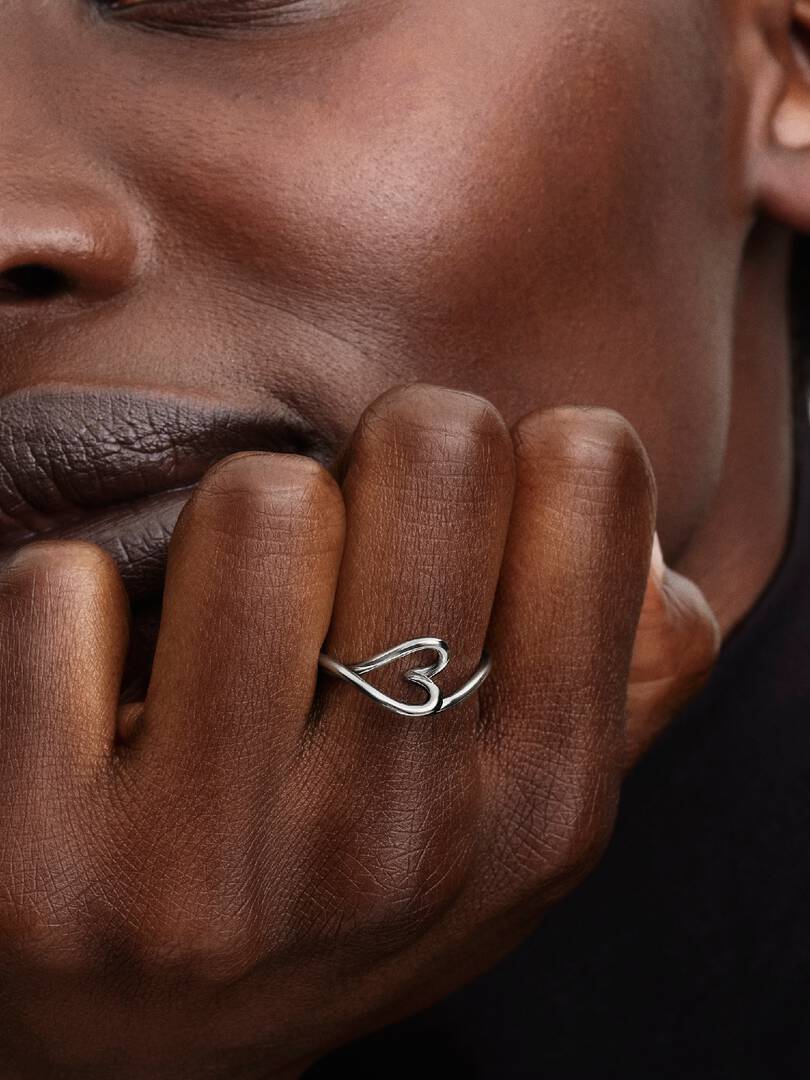 Pandora Organisch Gevormde Klein Hart Ring zilver - 194361C00