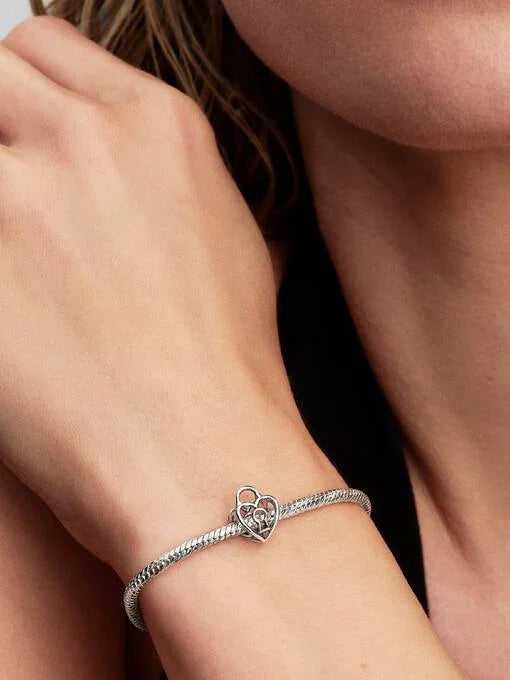 Pandora Opengewerkt Hart Hangslot Bedel zilver - 794358C00