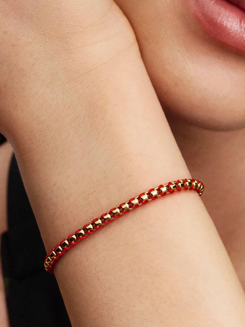 Pandora Rood Koord Snake Chain Armband goudverguld - 563816C01