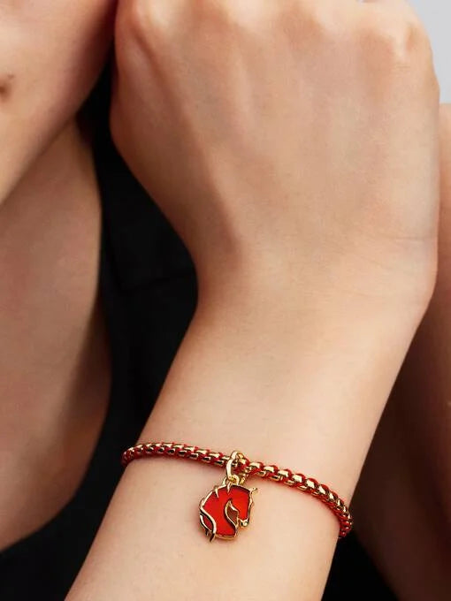 Pandora Rood Vuur Paard Muranoglazen Hangende Bedel goudverguld - 764431C01