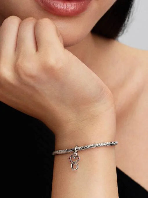 Pandora Verbonden Harten & Rode Stenen Hangende Bedel zilver - 794435C01
