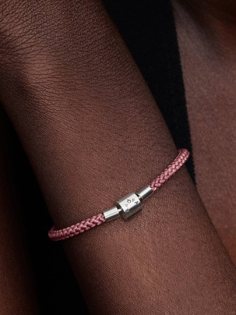 Pandora Glinsterende Roze Koordarmband zilver - 594530C01