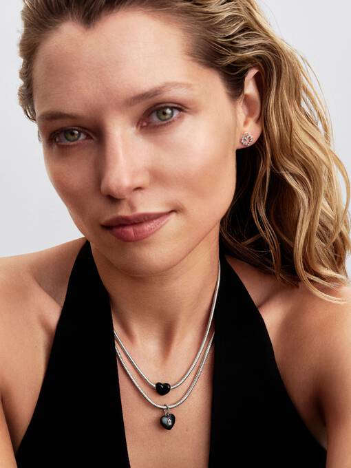 Pandora Matzwart Keramisch Hart Hangslot Hangende Bedel zilver - 794424C02