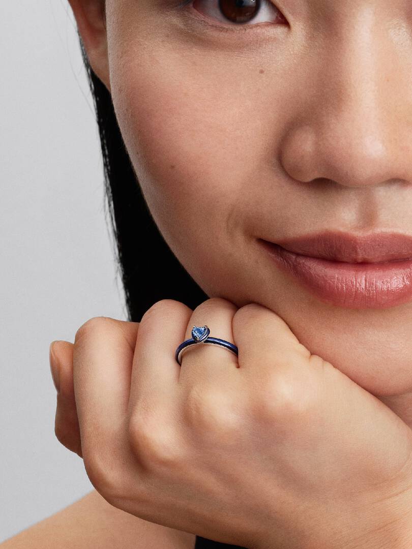 Pandora Blauwe Hart Chakra Ring zilver - 193088C03