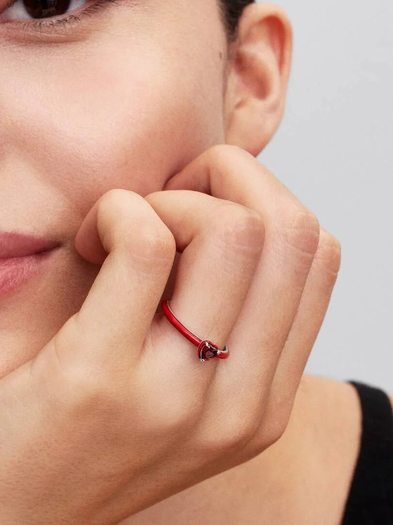Pandora Rode Hart Chakra Ring zilver - 193088C05