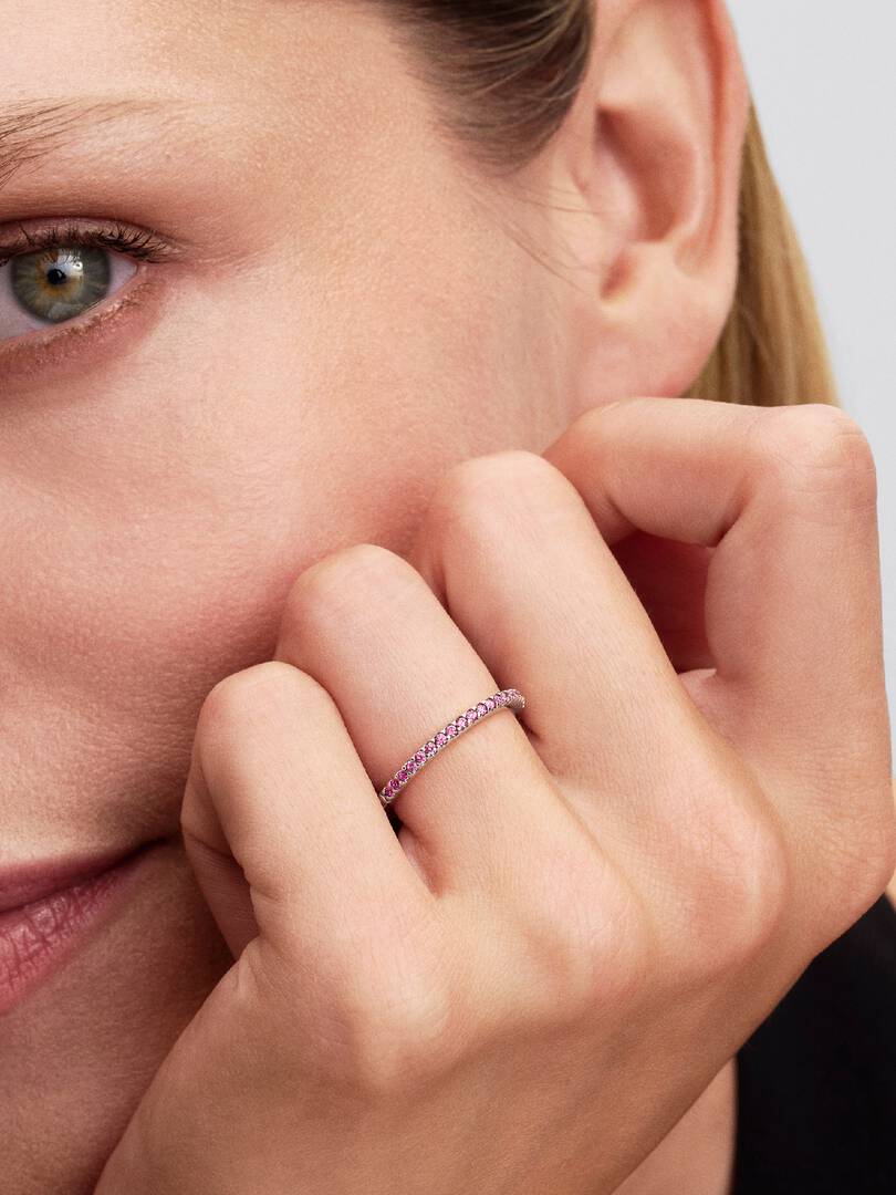 Pandora Sprankelende Roze Pavé Bandring zilver - 192999C02