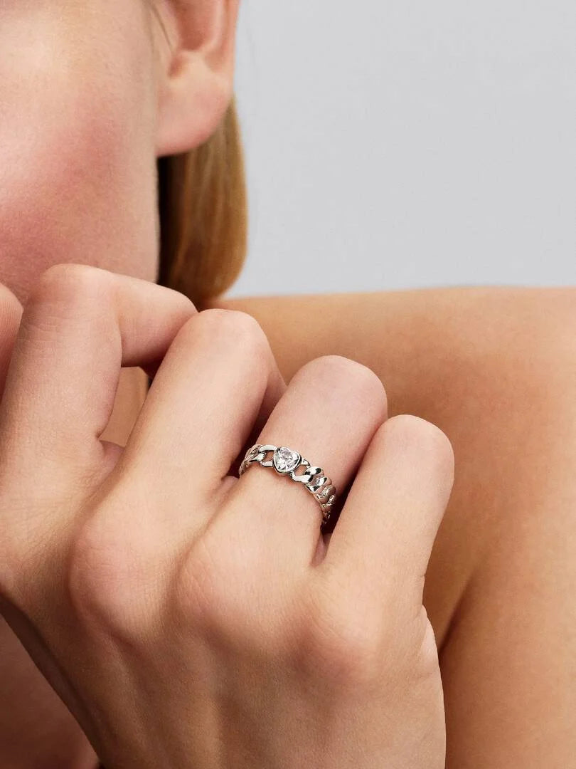 Pandora Cuban Schakelring zilver wit - 194386C01