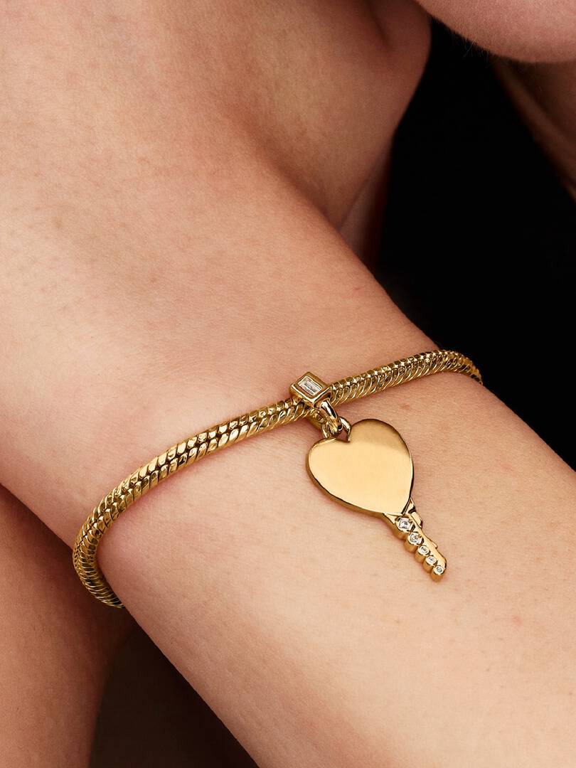 Pandora Graveerbare Hart Sleutelvormige Hanger goudverguld - 364353C01