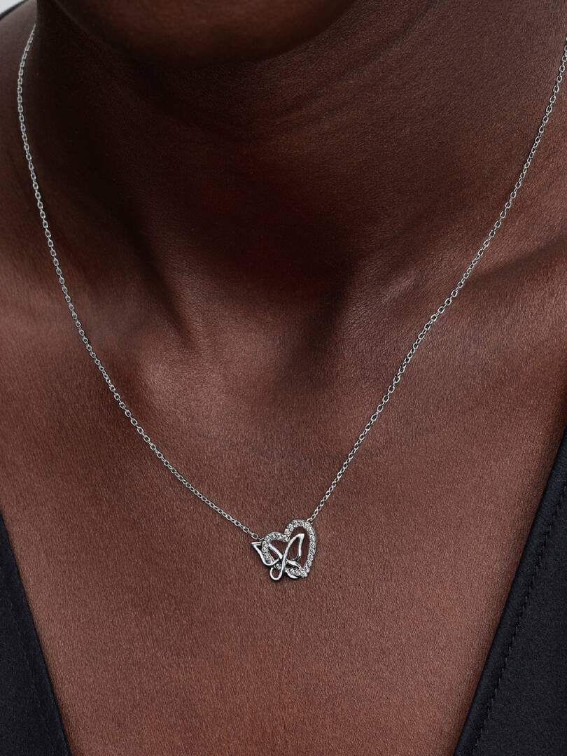 Pandora Verstrengeld Hart & Vlinder Ketting met Hanger zilver - 394477C01