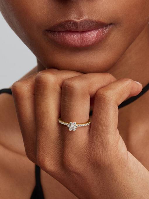 Pandora Sprankelende Bloem Ring goudverguld - 164499C01