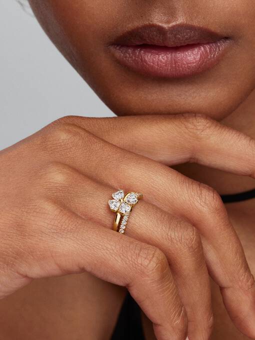 Pandora Sprankelende Klavertjevier Deelbare Ring goudverguld - 164507C01