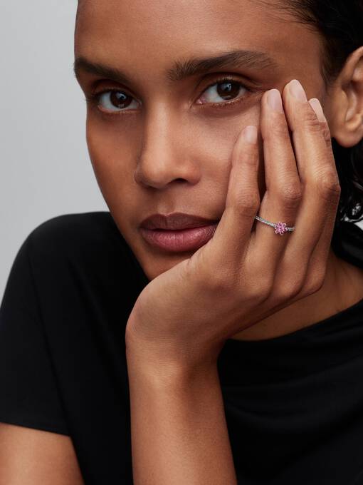 Pandora Sprankelend Roze Madeliefje Ring zilver - 194499C02