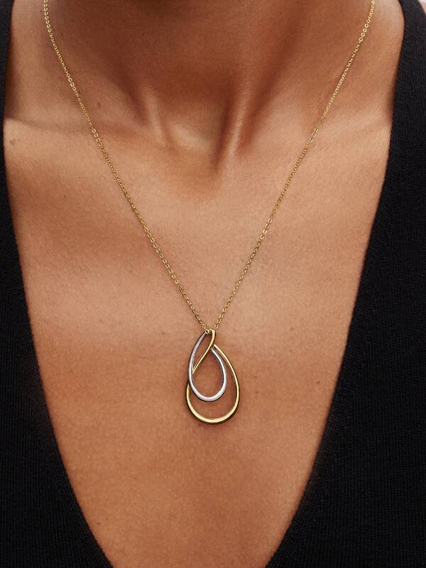 Pandora Tweekleurige Dubbele Hangerketting bicolor zilver en goudverguld 364668C00