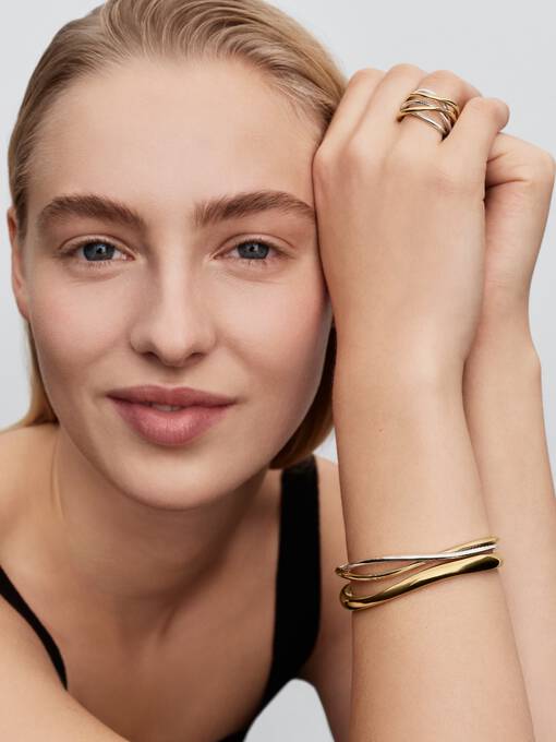 Pandora Verstrengelde Tweekleurige Open Bangle bicolor zilver en goudverguld 564656C00