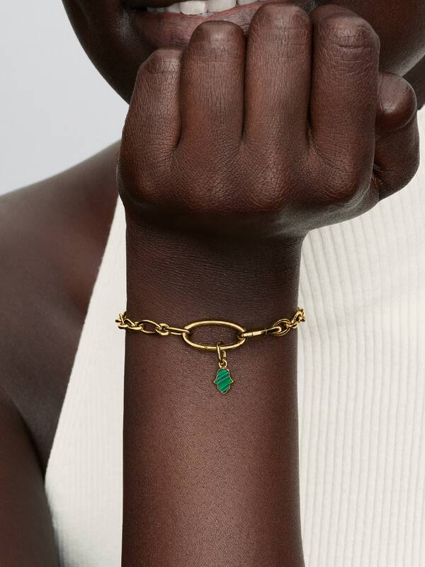 Pandora Groene Hamsa Hand Mini Hangende Bedel goudverguld 764612C01