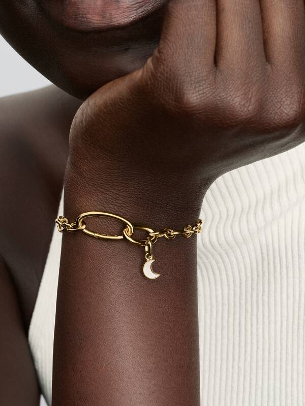 Pandora Witte Halve Maan Mini Hangende Bedel goudverguld 764614C01