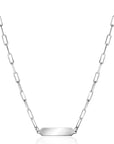ZINZI Zilveren Paperclip Ketting met Graveerplaat Rechthoek 42-45cm ZIC2530