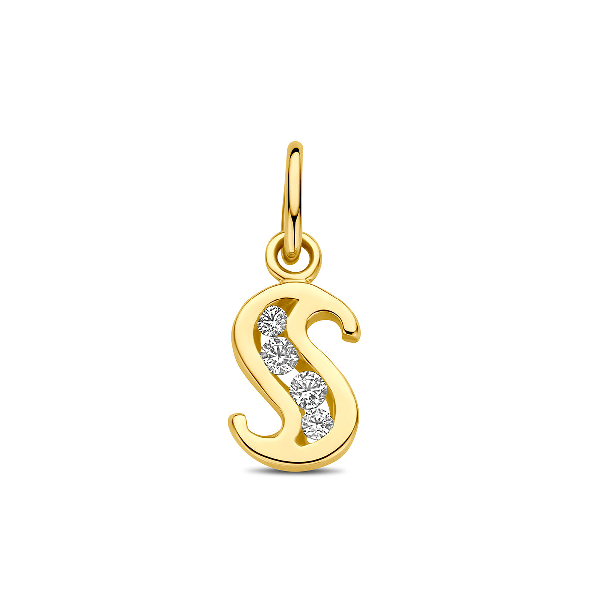 Hanger letter S zirkonia 11 mm 14K geelgoud #Letter_S