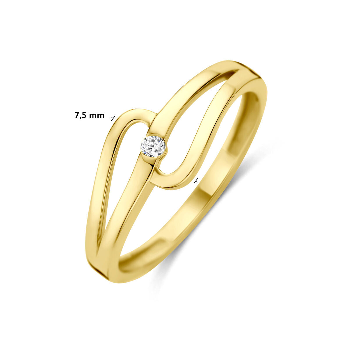 Ring zirkonia 14K geelgoud