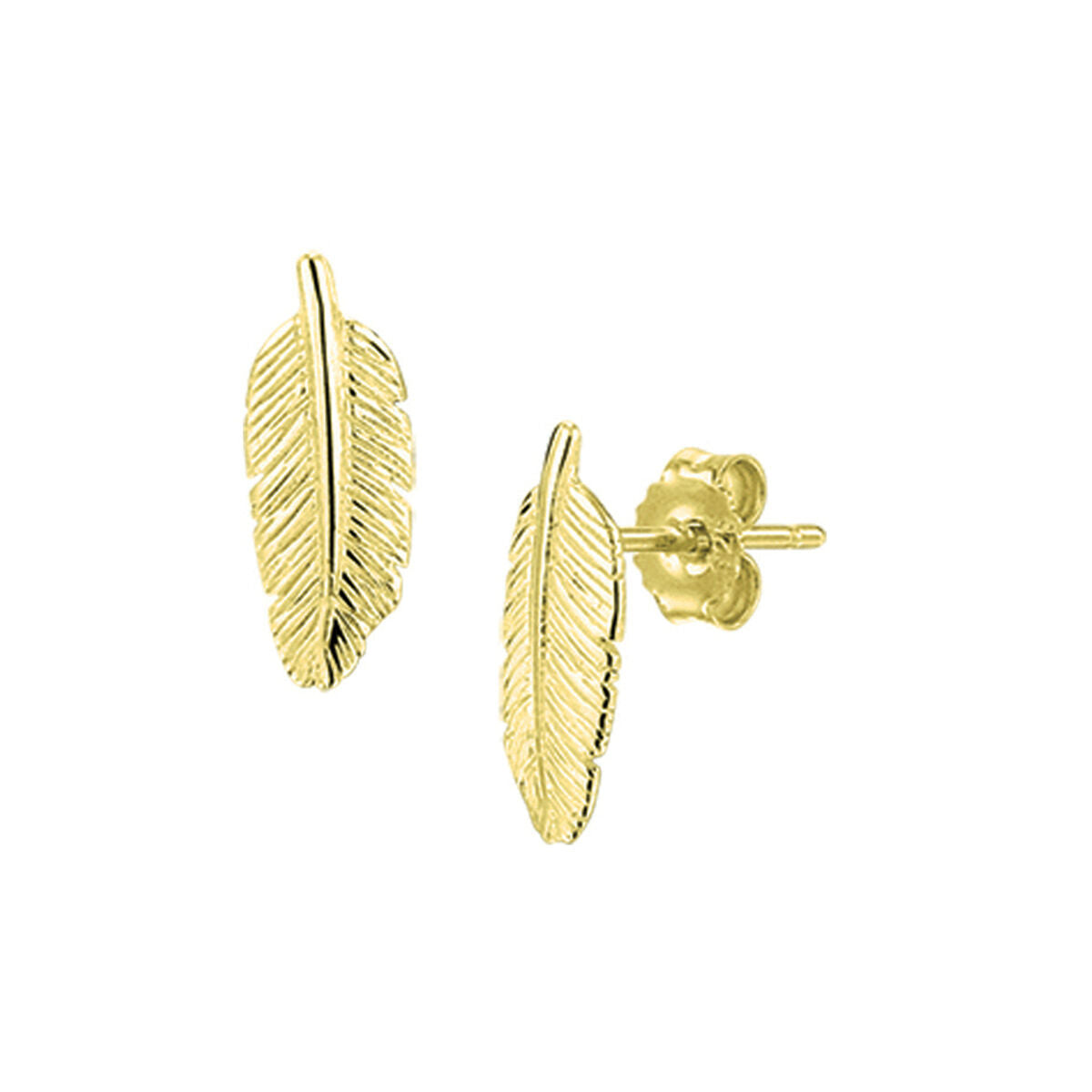Fantasy Collection Oorbellen veer 12 mm zilver verguld