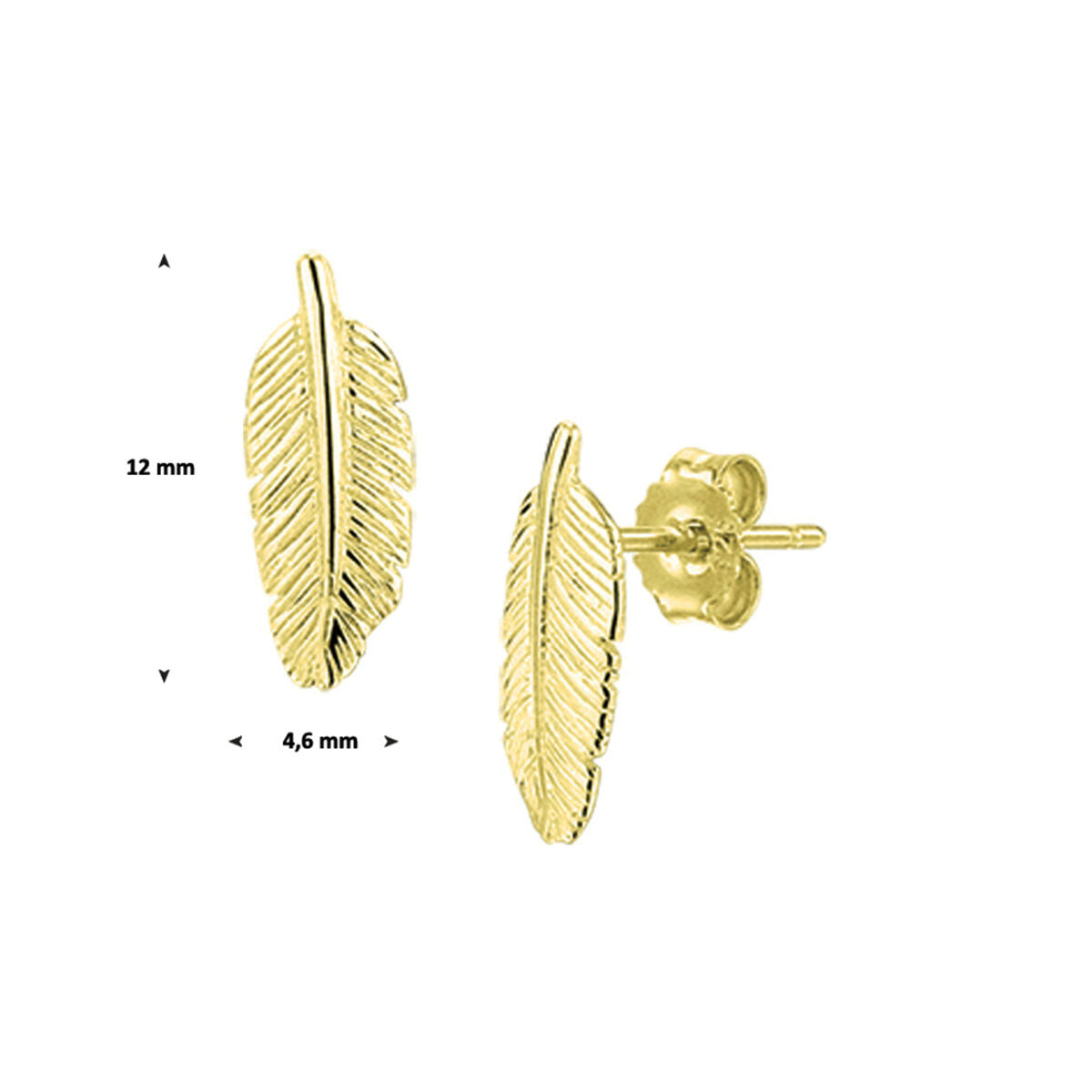 Fantasy Collection Oorbellen veer 12 mm zilver verguld