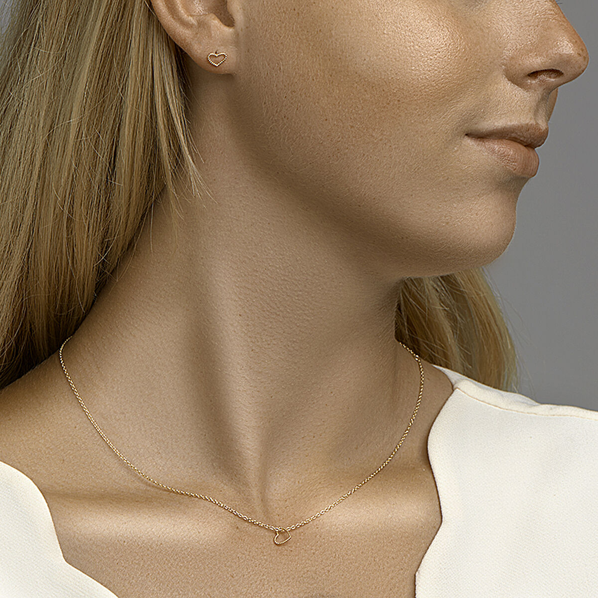 Fantasy Collection Oorbellen hart zilver verguld