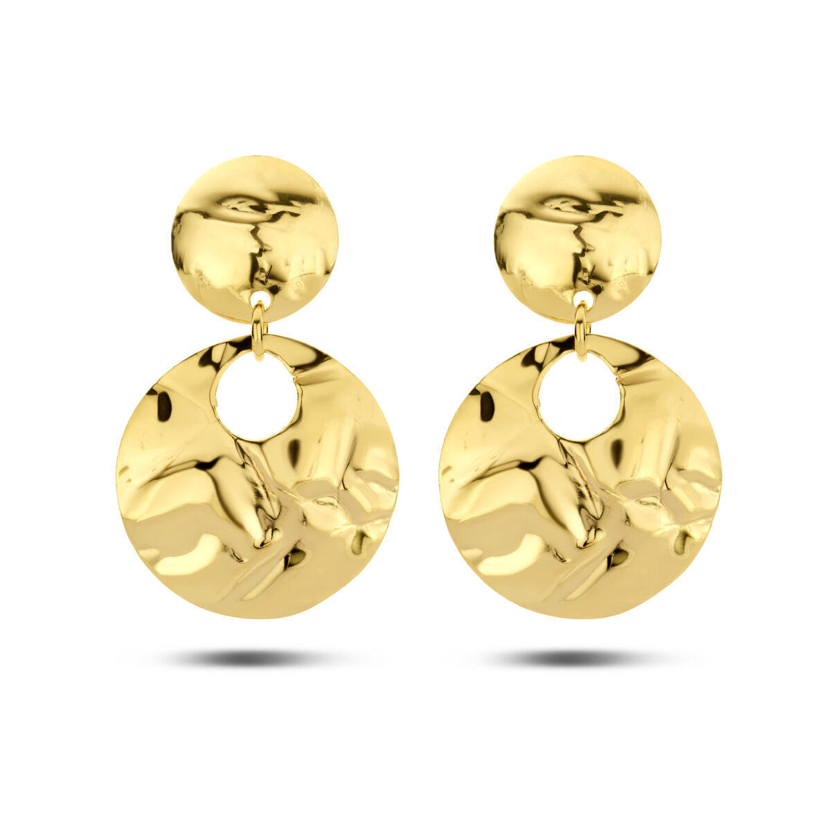 Fantasy Collection Hangende oorbellen gehamerd zilver verguld