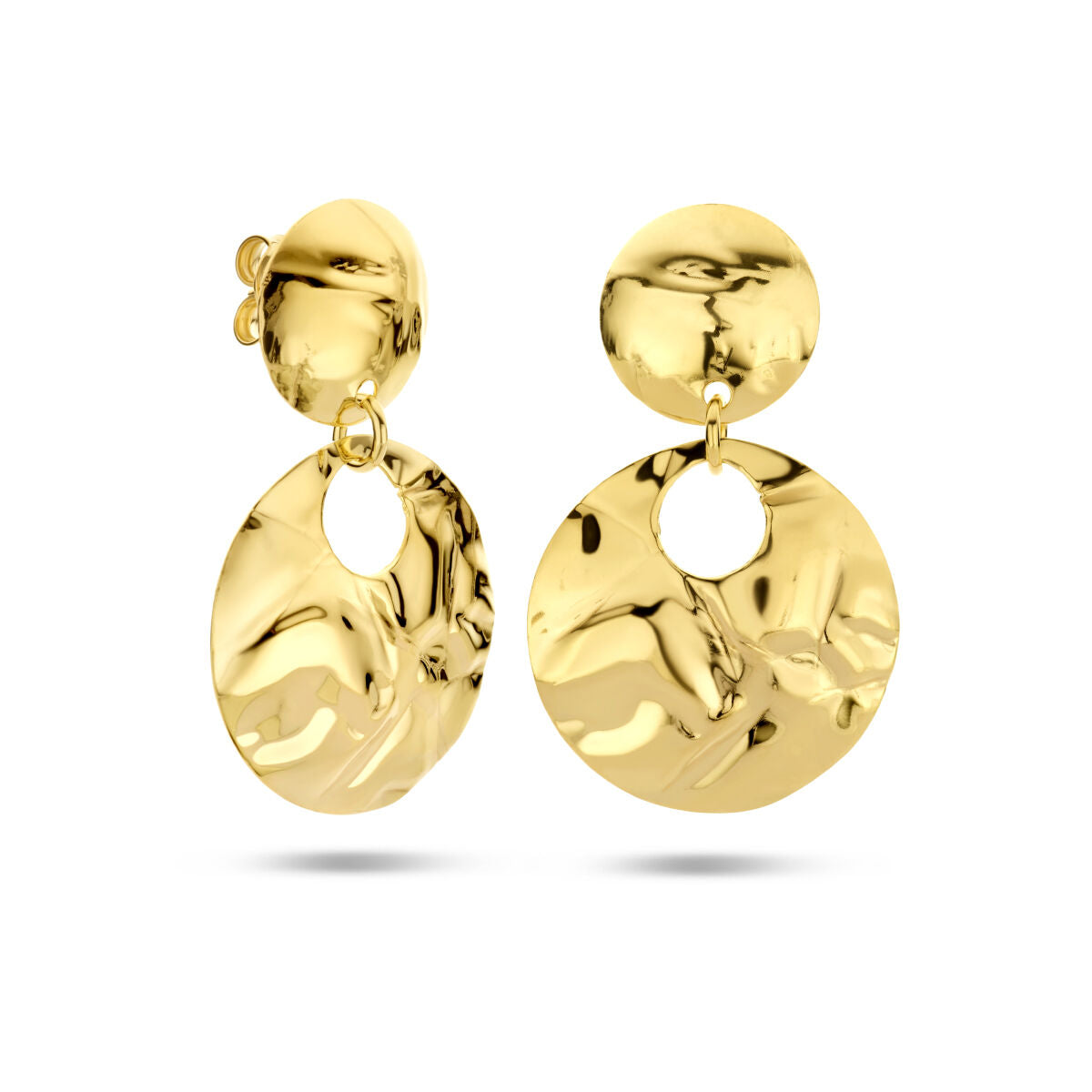 Fantasy Collection Hangende oorbellen gehamerd zilver verguld