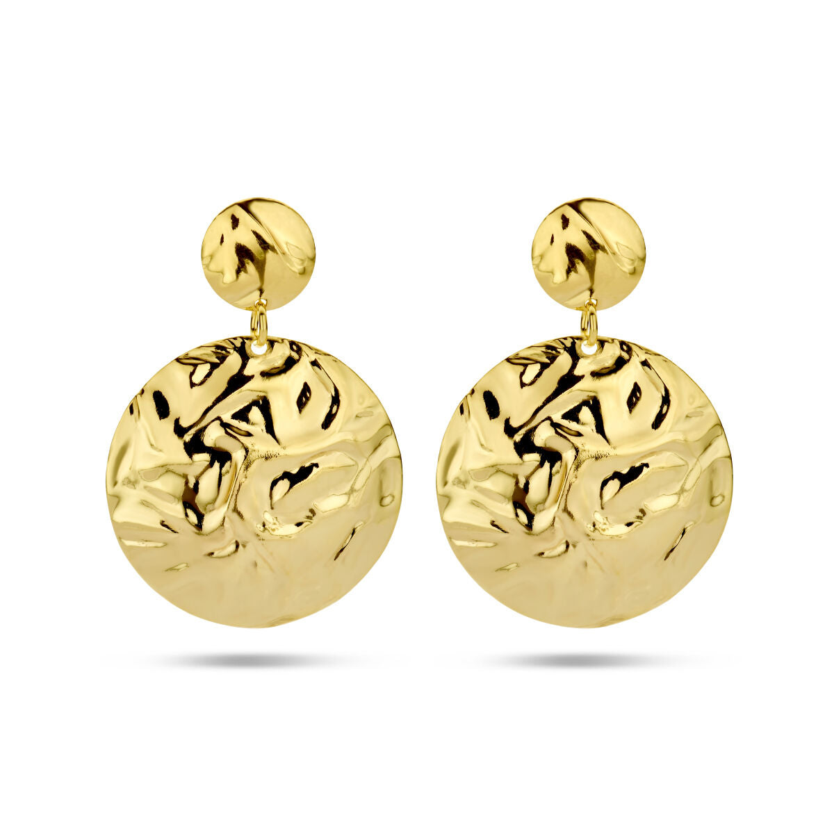 Fantasy Collection Hangende oorbellen gehamerd zilver verguld