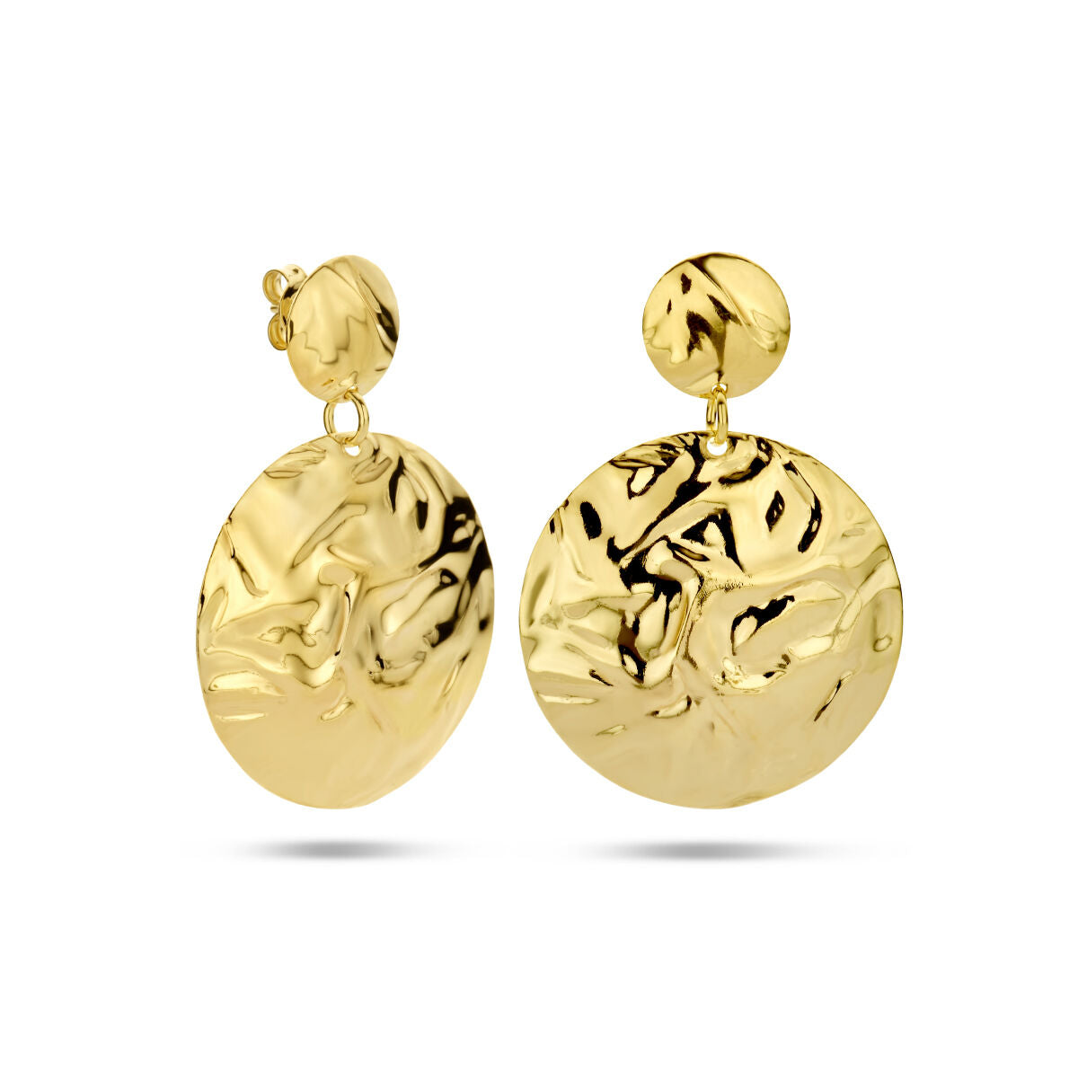 Fantasy Collection Hangende oorbellen gehamerd zilver verguld