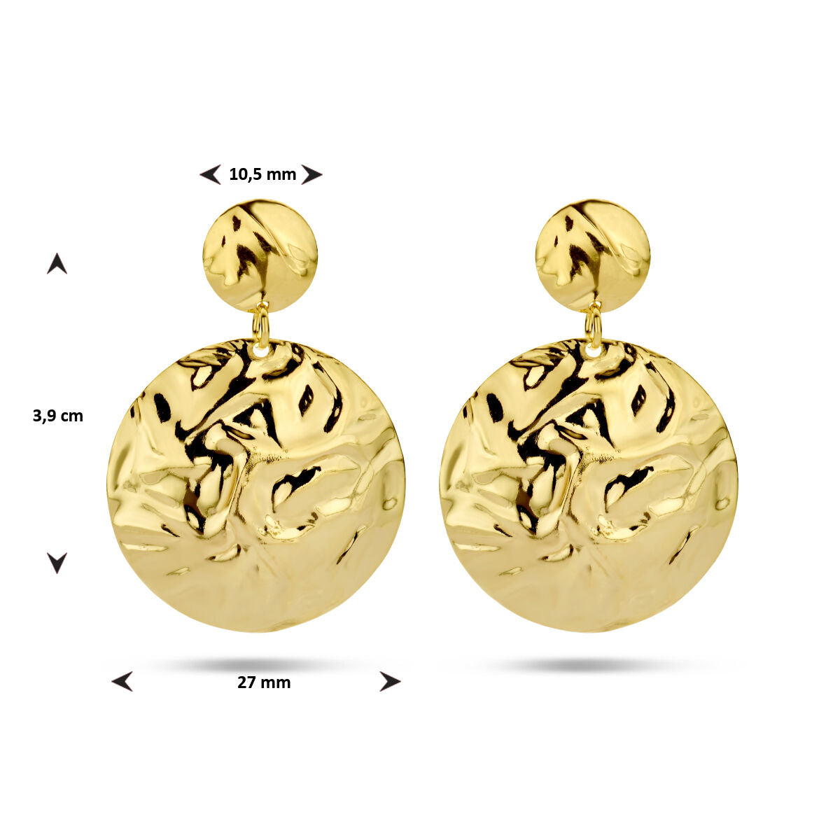 Fantasy Collection Hangende oorbellen gehamerd zilver verguld