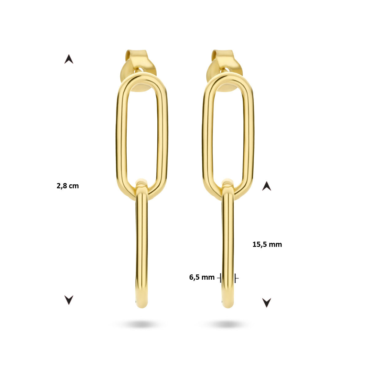 Fantasy Collection Hangende oorbellen paperclip ronde buis 28 mm 1 micron zilver verguld