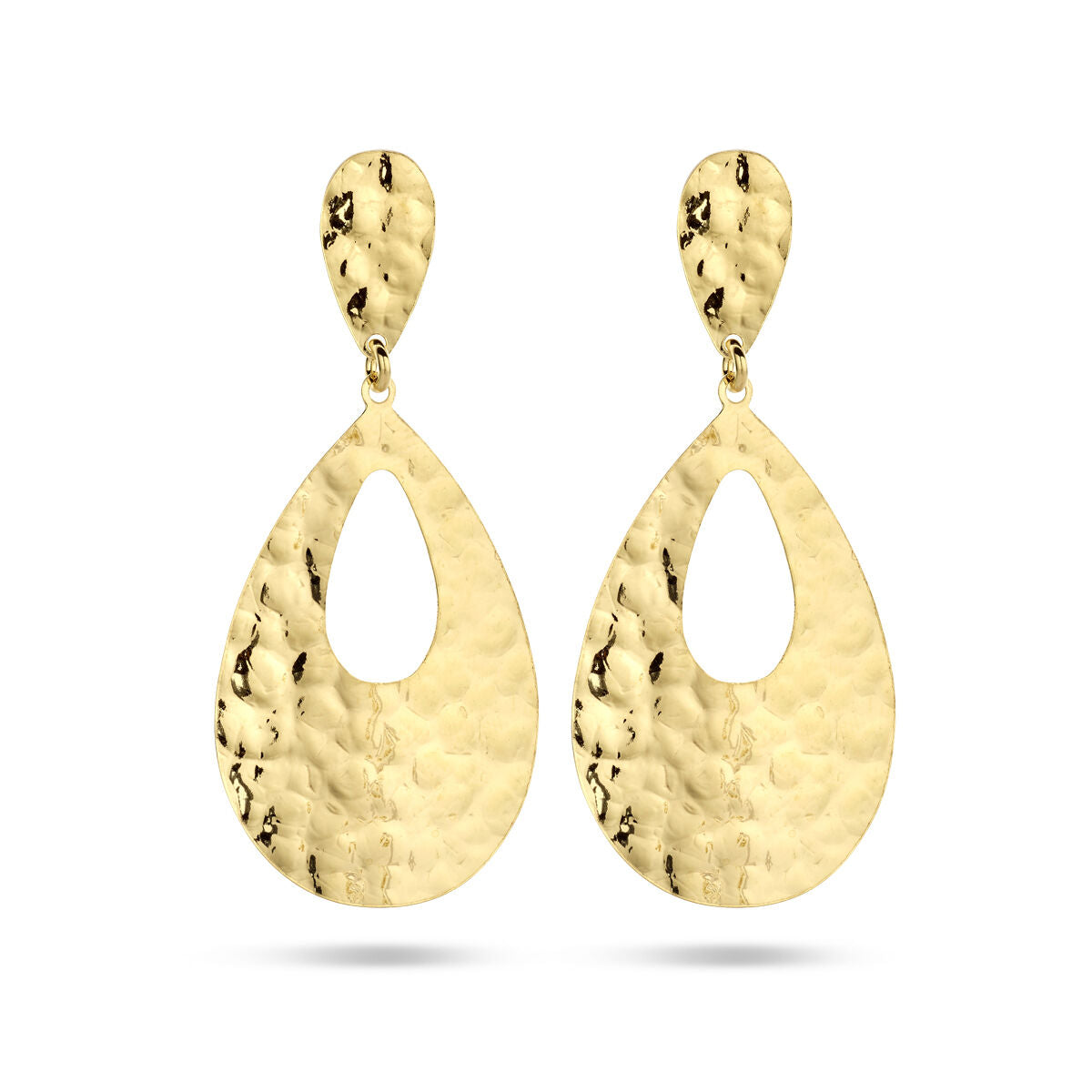 Fantasy Collection Hangende oorbellen druppel gehamerd 1 micron zilver verguld