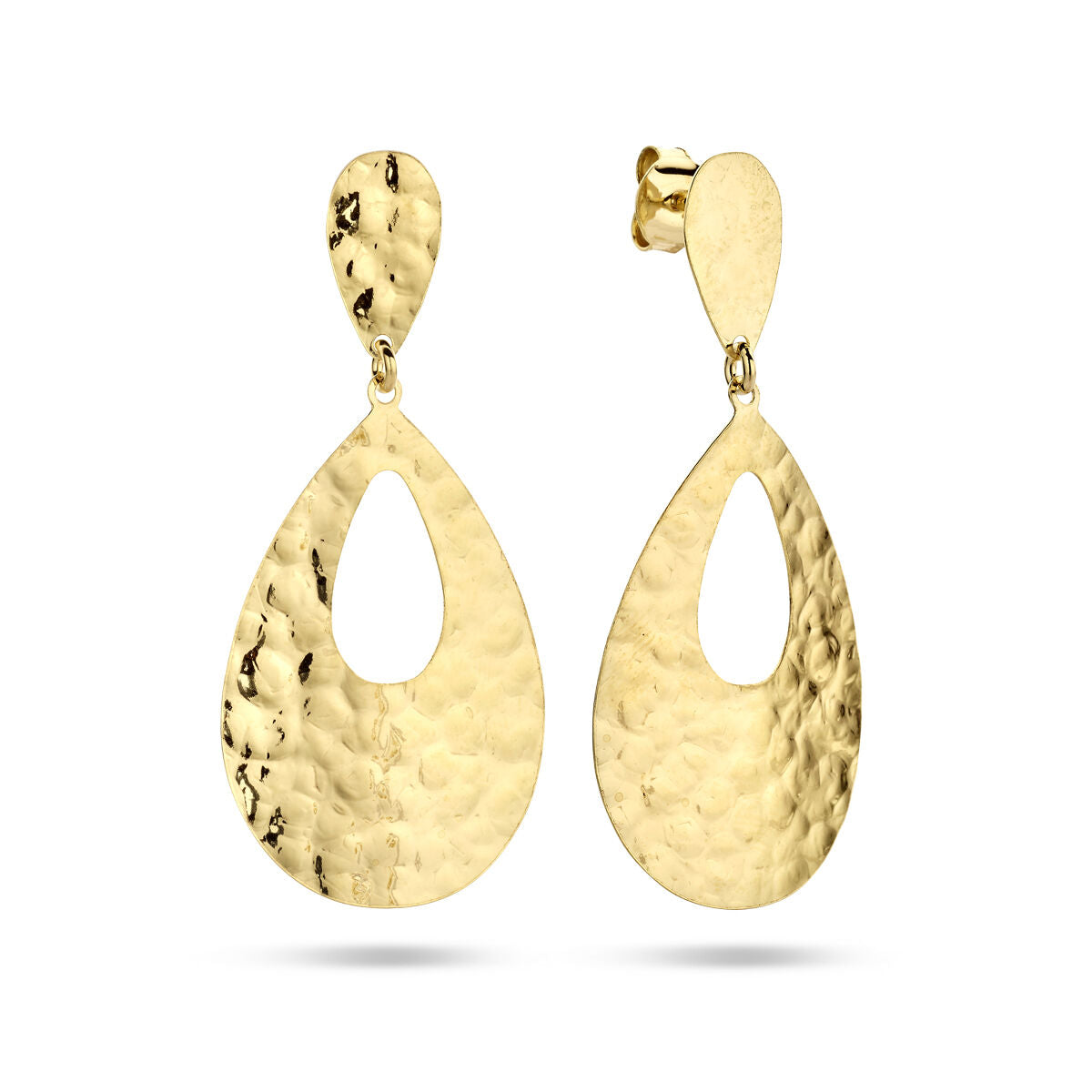 Fantasy Collection Hangende oorbellen druppel gehamerd 1 micron zilver verguld