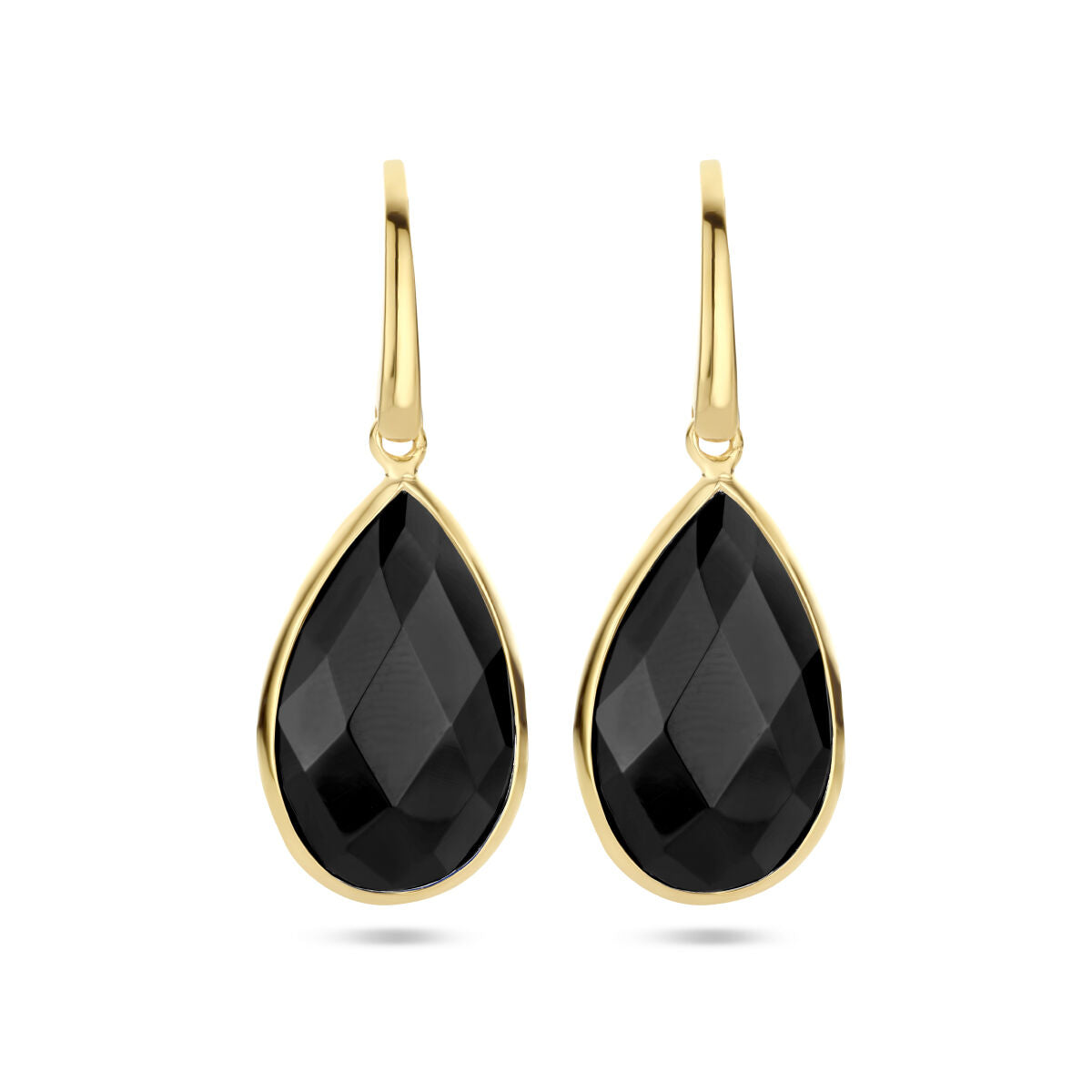 Fantasy Collection Hangende oorbellen onyx franse haak zilver verguld