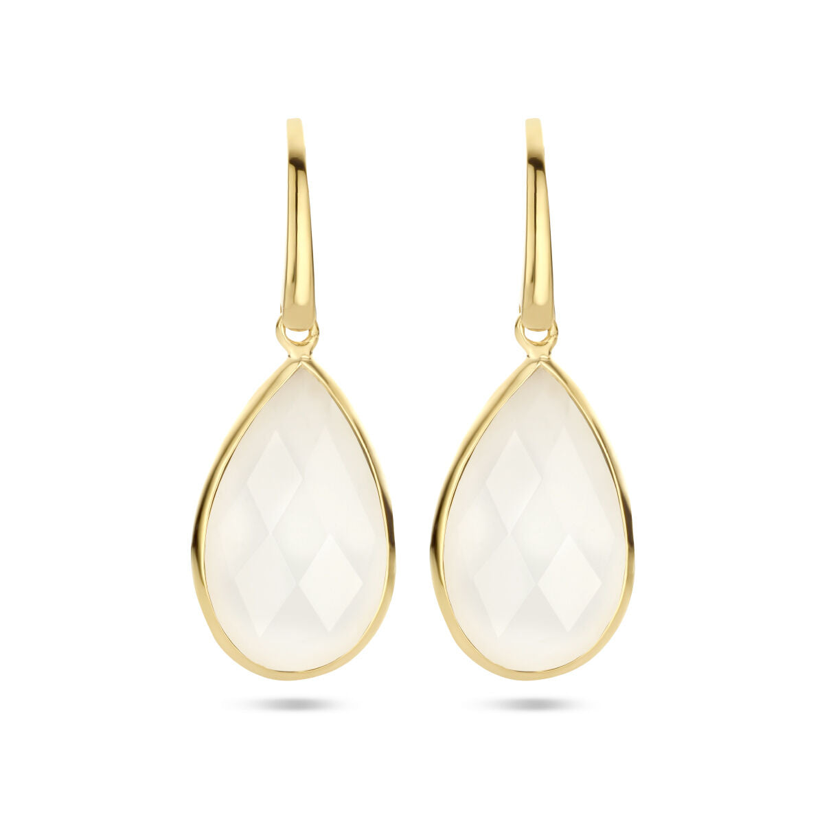 Fantasy Collection Hangende oorbellen wit agaat franse haak zilver verguld
