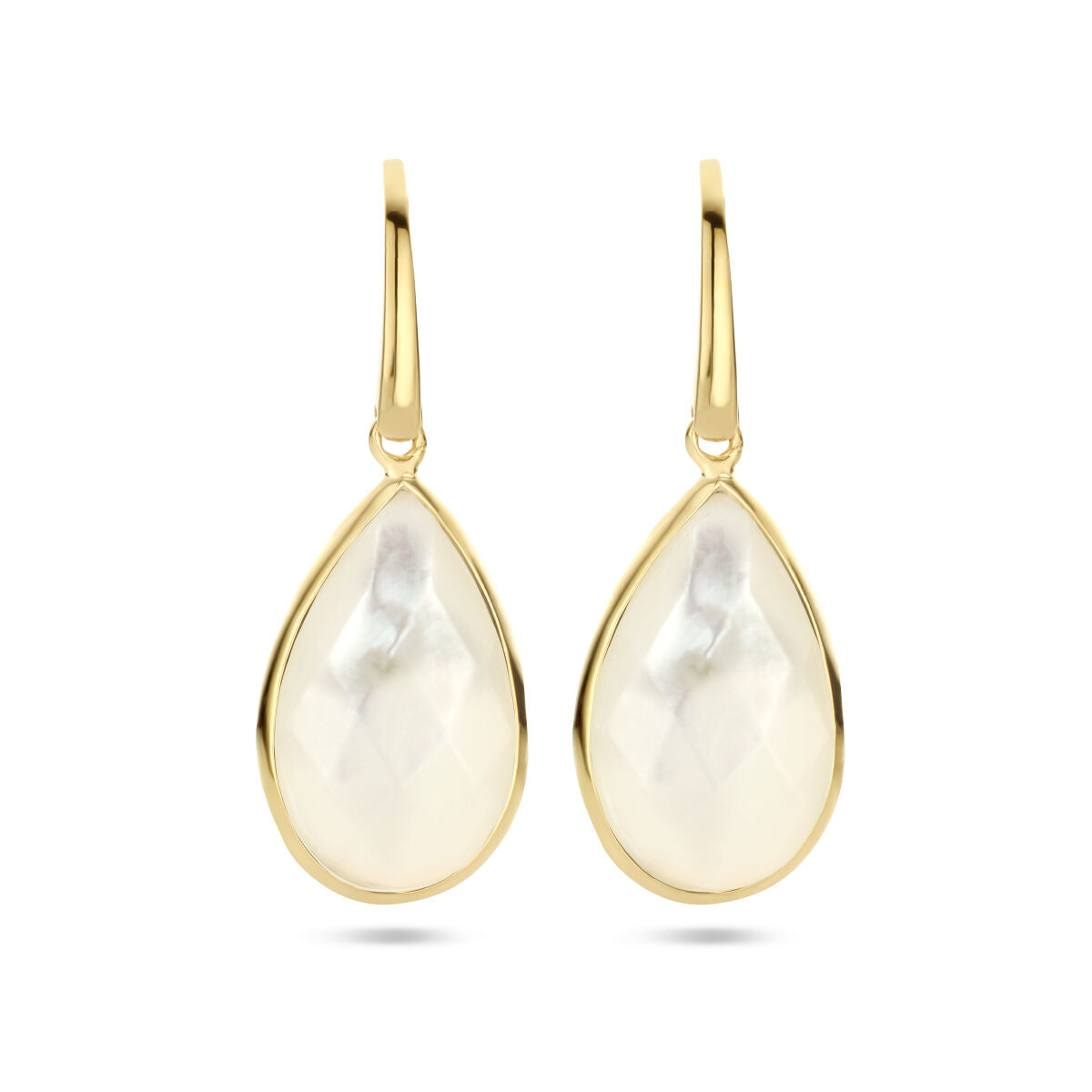 Fantasy Collection Hangende oorbellen parelmoer franse haak zilver verguld