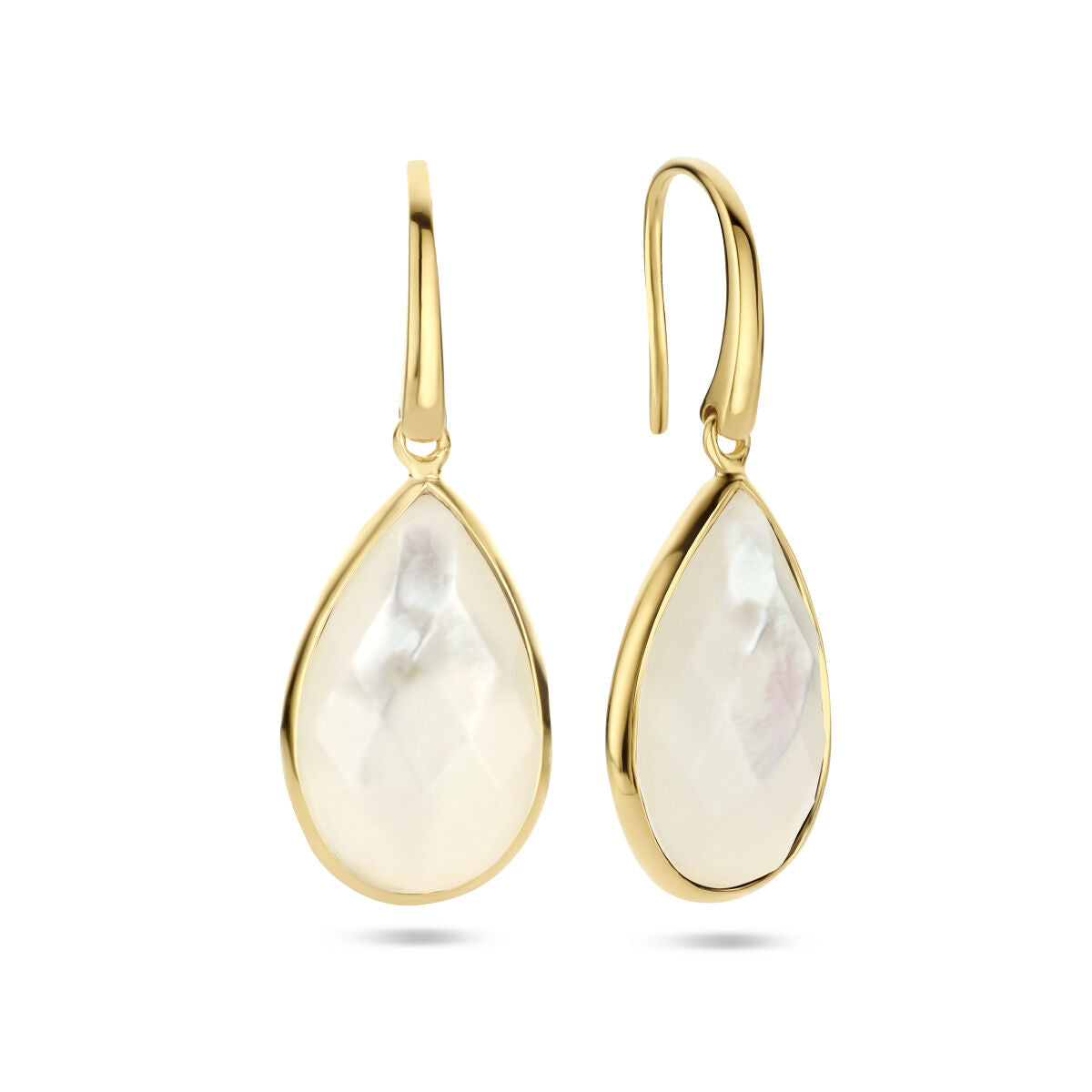 Fantasy Collection Hangende oorbellen parelmoer franse haak zilver verguld