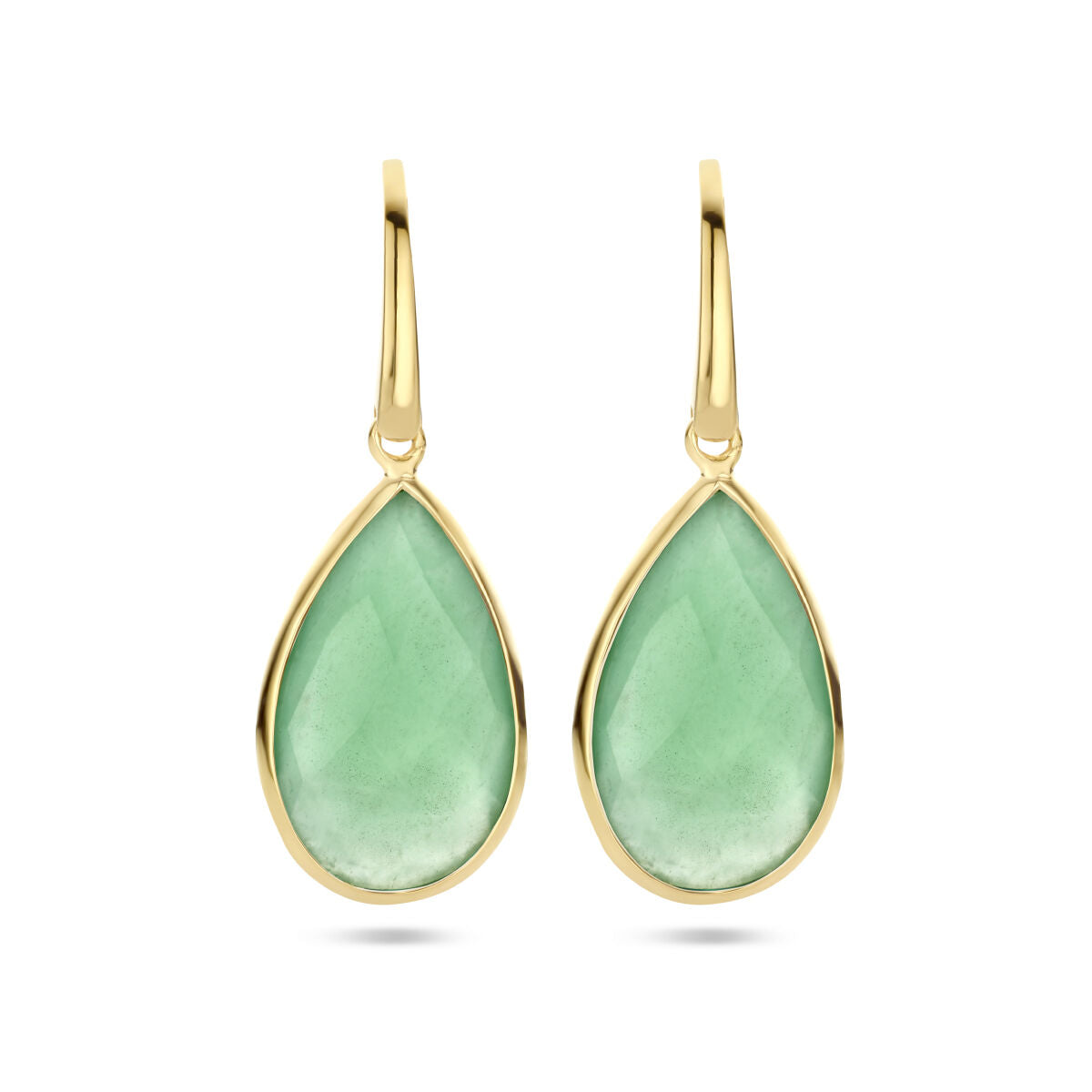 Fantasy Collection Hangende oorbellen groen kwarts franse haak zilver verguld