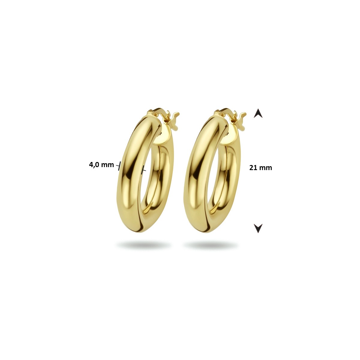 Oorbellen ronde buis 4,0 mm 1 micron zilver verguld