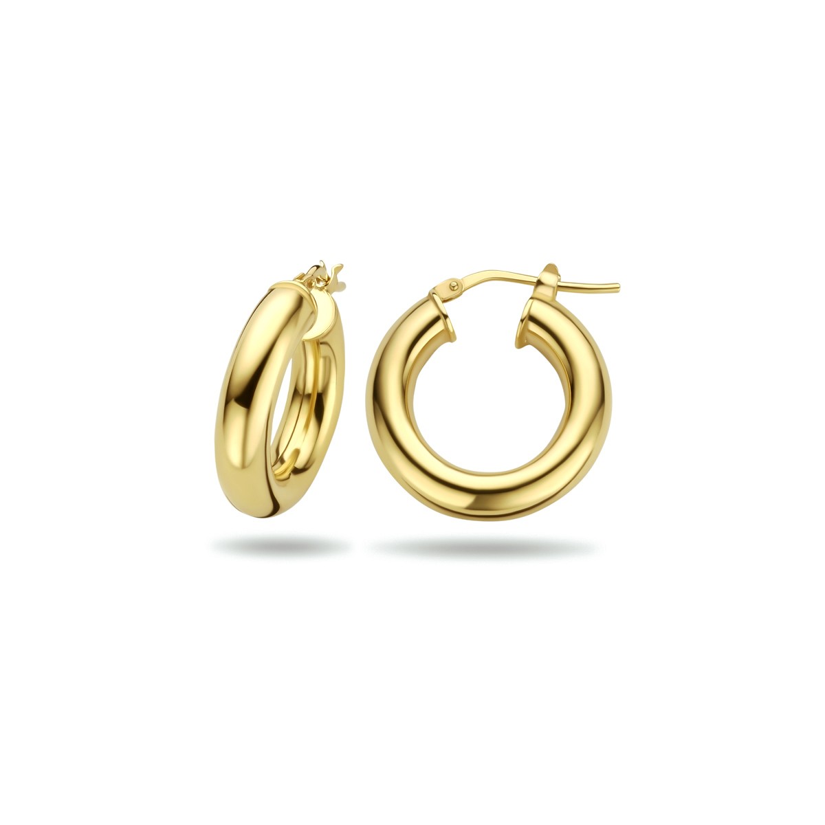 Oorbellen ronde buis 5,0 mm 1 micron zilver verguld