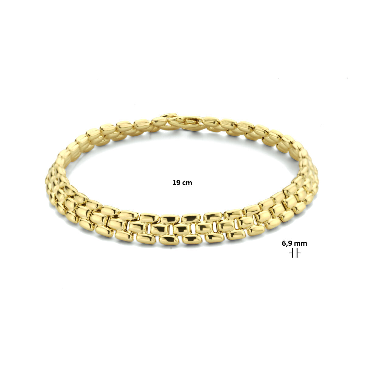 Fantasy Collection Armband panter 6,9 mm 19 cm 3 micron zilver verguld
