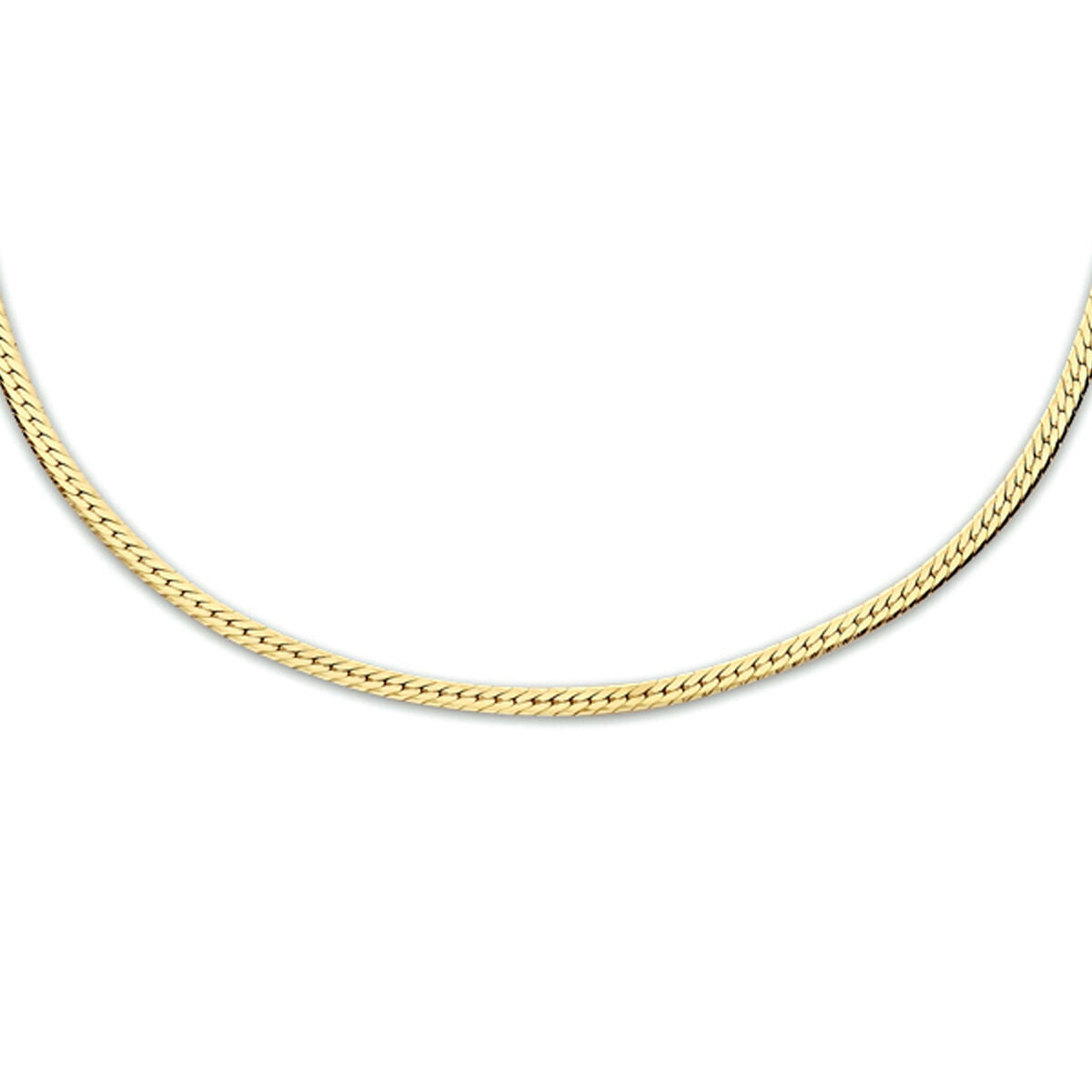 Fantasy Collection Collier slang plat 1,7 mm 40 + 5 cm 3 micron zilver verguld