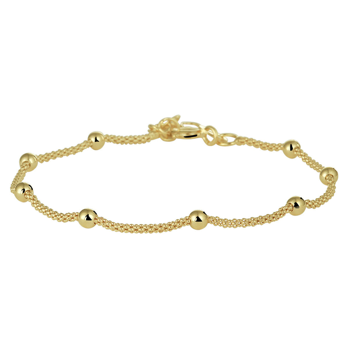 Fantasy Collection Armband bolletjes 3,0 mm 17 + 2 cm 3 micron zilver verguld