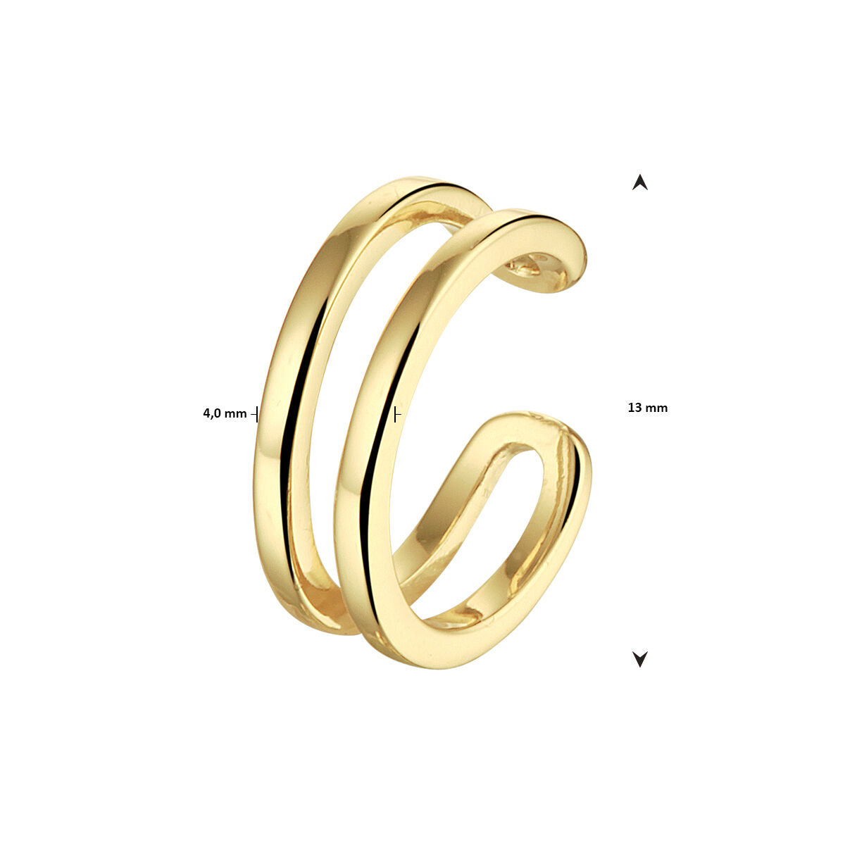 Fantasy Collection Earcuff 13 mm 1 micron zilver verguld oorbellen