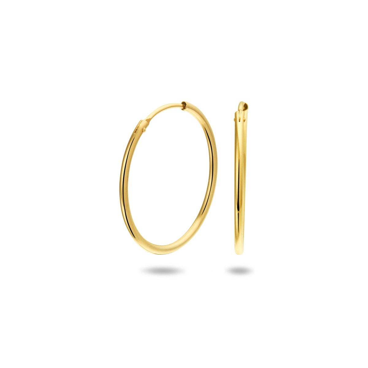 Oorbellen ronde buis 1,5 mm 1 micron zilver verguld