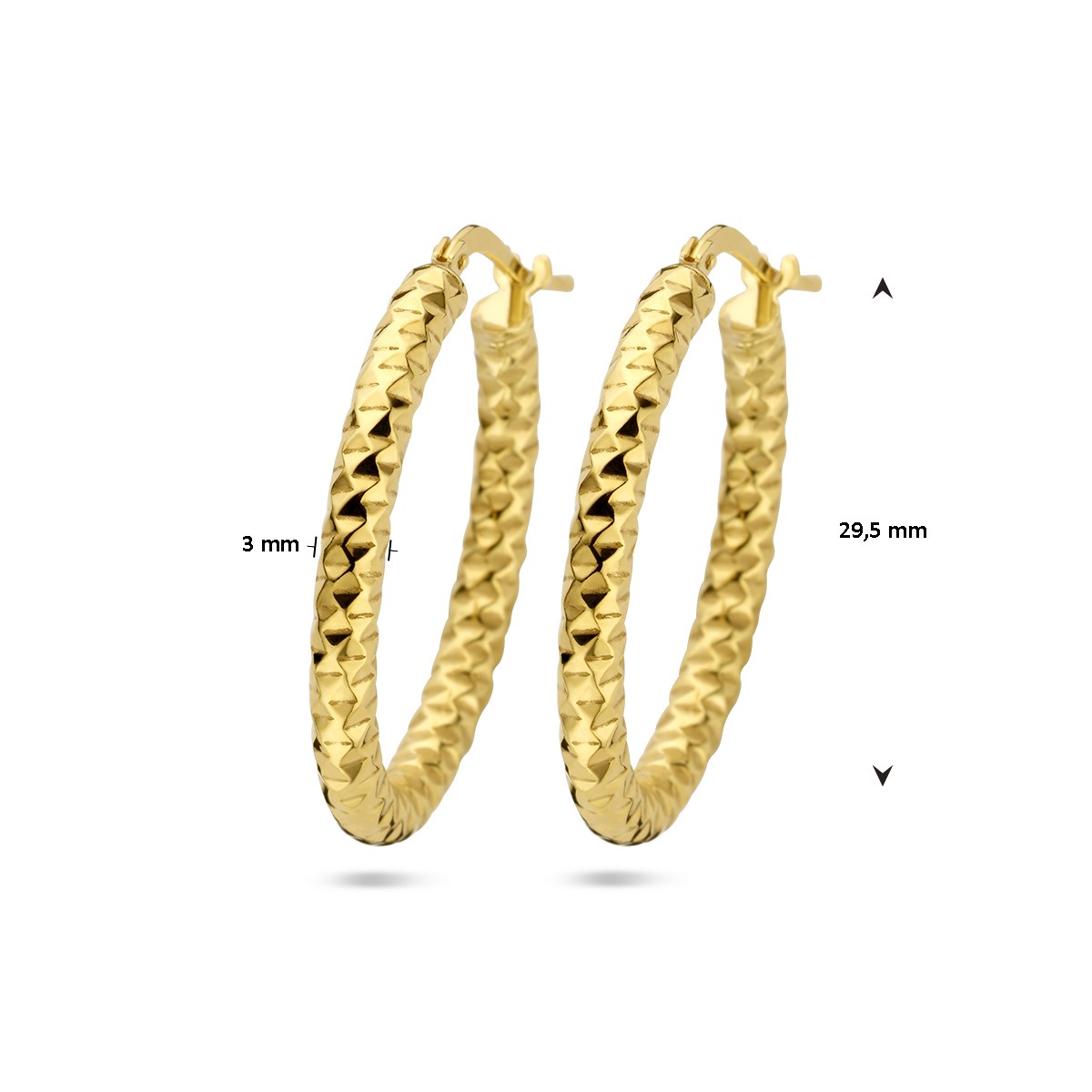 Oorbellen 3,0 mm ronde buis gediamanteerd 1 micron zilver verguld