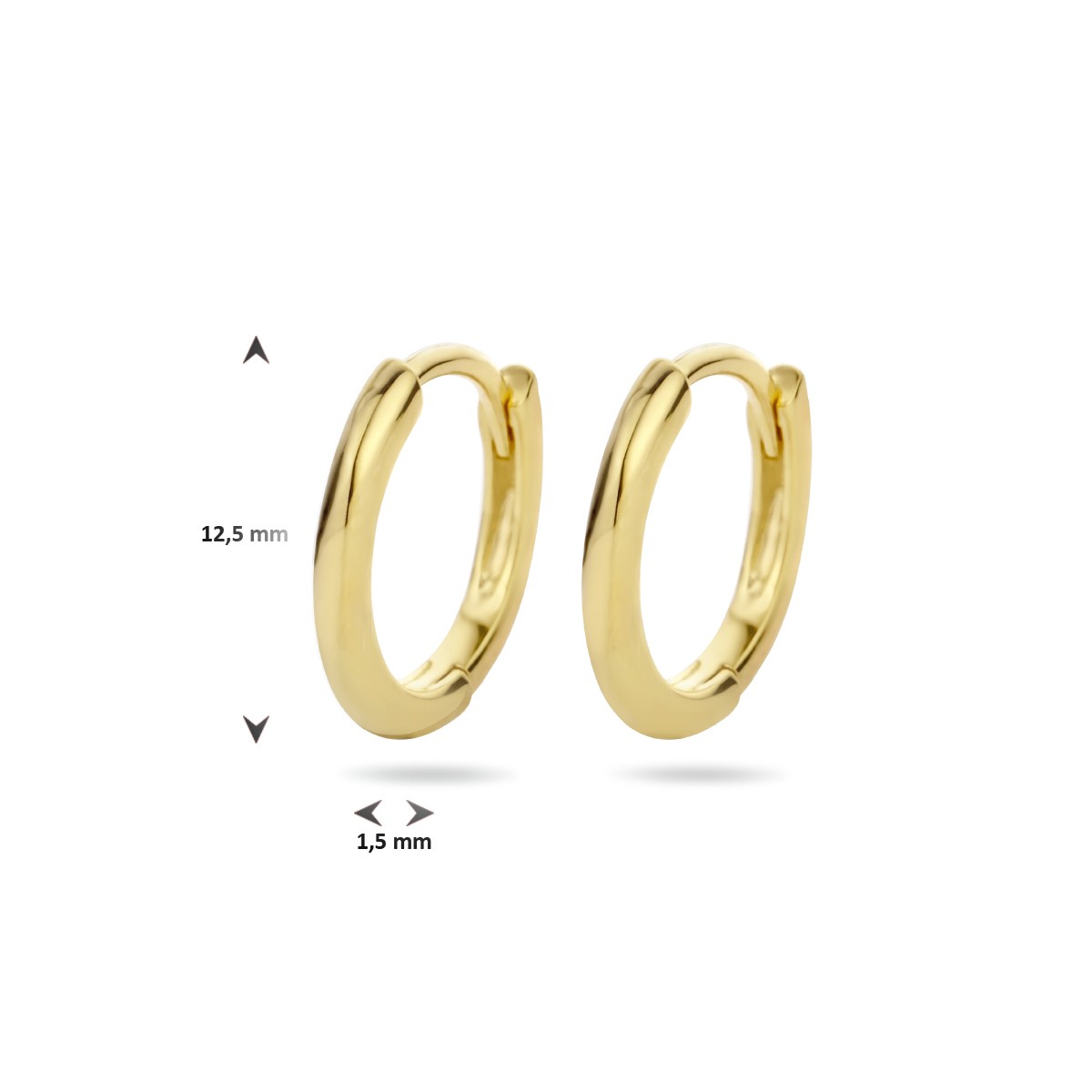 Oorbellen half rond 1 micron zilver verguld