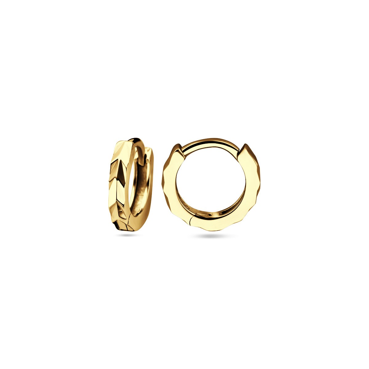Oorbellen vlak 1 micron 12 mm zilver verguld
