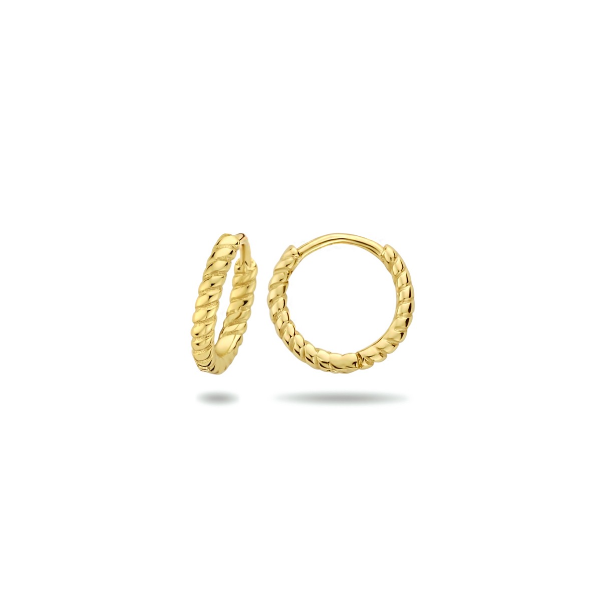 Oorbellen gedraaid 1 micron 11 mm zilver verguld